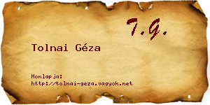 Tolnai Géza névjegykártya